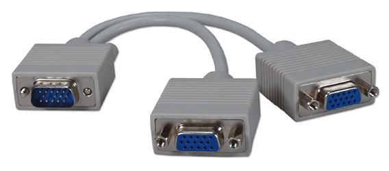 8 Inches HD15 Male to 2 HD15 Female VGA Video Splitter Cable CC320Y 037229353204 Adaptor, VGA/SVGA "Y" Splitter for Twin Video Display, HD15M/(2)F with 8" Cable 155754  CC320Y CC320Y adapters adaptors cables    2612  microcenter Edward Matthews Approved