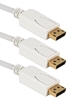 3-Pack 10ft DisplayPort Digital A/V UltraHD 4K White Cable with Latches DP-10-3PKW 037229003345 Cable, DisplayPort v1.1 Compliant, Digital Audio/Video with DHCP, 10ft