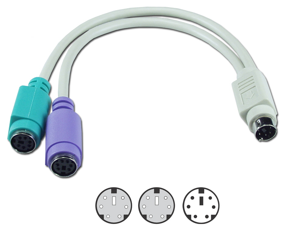 6 inch PS/2 Splitter 1M/2F Mouse and Keyboard to One PC Port Cable YS-002X 