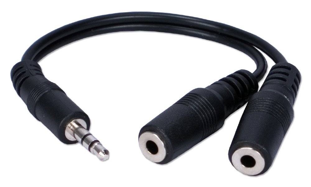6 3.5mm Stereo Male to 2 3.5mm Stereo Female Splitter Cable