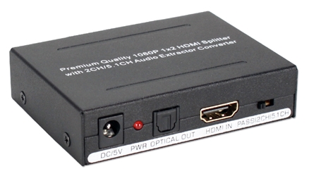 HDMI Audio Extractor with HDMI Pass Through Port & Built-in 2-Port DA HD-ADEX2 037229001839 Converter