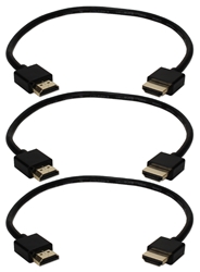 1.5ft 3-Pack High Speed HDMI UltraHD 4K with Ethernet Thin Flexible Black Cables HDT-1.5F-3PK 037229401417