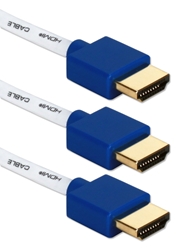 6ft 3-Pack High Speed HDMI UltraHD 4K with Ethernet Thin Flexible White Cables with Blue Connectors HDT-6F-3PB 037229401950