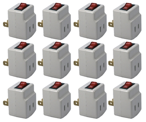12-Pack Single-Port Power Adaptor with Lighted On/Off Switch PA-1P-12PK 037229231137