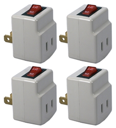 4-Pack Single-Port Power Adaptor with Lighted On/Off Switch PA-1P-4PK 037229231113