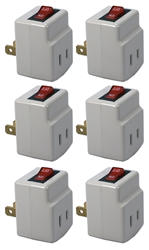 6-Pack Single-Port Power Adaptor with Lighted On/Off Switch PA-1P-6PK 037229231120