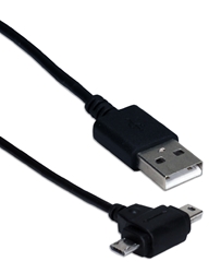 3ft USB 2-in-1 Sync & 2.1Amp Charger Cable for Smartphone & Tablet USB1T2-03 037229230345 USB 2-in-1 Dual-Head Micro-USB and Mini-USB Data Synch and Power Charger Cable, for Smartphone, Tablets and GPS, 3ft USBCC-2M    YW3133 USB1T203 USB1T2-03  cables feet foot   3958 IMCE microcenter Edward Matthews Pending