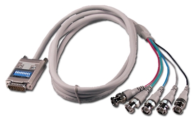 6ft RGB 5BNC Male to Macintosh DB15 Male Adaptor Cable CC2265-06 037229226560 Cable, Apple/Mac to High Resolution RGB/BNC Video with 9 DIP Switches, DB15M/(5)BNC , 6ft CC226506 CC2265-06  cables feet foot   2522