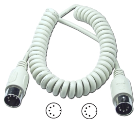 25ft Din5 Male to Male PC/AT Coiled Keyboard/MIDI Cable CC329-25 037229329247 Cable, Straight Thru, Keyboard/MIDI Multimedia - Coiled Type, PC AT, Din5M/M, 25ft, 24AWG CC32925 CC329-25  cables feet foot   2633