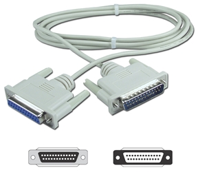 15ft DB25 Male to Female RS232 Serial Null Modem Cable with Interchangeable Mounting CC338-15N 037229338157 Cable, Serial RS232 Null Modem, DB25M/F, 15ft CC337MFS CC338-15