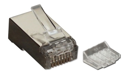 100pcs CAT6 Shielded Crimp Connector with Insert CR6SD-100S 037229716856 CAT5e/CAT6 Category 6 Shielded Connectors, RJ45 Crimp, 50u, Stranded, 100pcs CR6SD100 CR6SD-100S