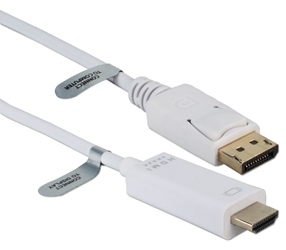 10ft DisplayPort to HDMI 4K Digital A/V White Cable DPHD-10W Cable, 037229005646 DisplayPort v1.1 Compliant, Connects DisplayPort Audio/Video into HDMI with HDCP, DP Male to HDMI Male, 10ft DPHD10 DPHD-10W  cables feet foot microcenter Pending