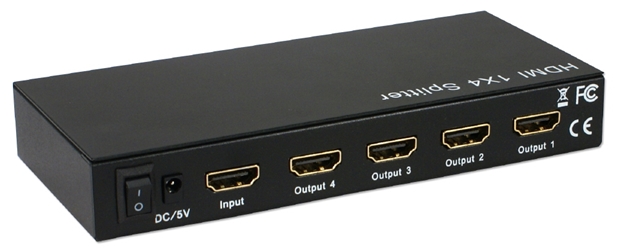 1x4 4Port HDMI 3D HDTV/HDCP 720p/1080p Splitter/Distribution Amplifier HD-14 037229007527 HDMI v1.3b 1x4 Audio/Video Switch/Splitter/Distribution Amplifier, Supports 3D 720p/1080i/1080p, 19pin Female Connectors, Desktop HDMI-14  HSP0104BS   HD14 HD-14      2006