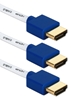 3ft 3-Pack High Speed HDMI UltraHD 4K with Ethernet Thin Flexible White Cables with Blue Connectors HDT-3F-3PB 037229401868
