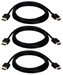 6ft 3-Pack High Speed HDMI UltraHD 4K with Ethernet Thin Flexible Black Cables - HDT-6F-3PK