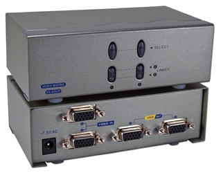 250MHz 2Port VGA Video Matrix Switch (2x2) MSV602PHX2 037229006568 Video Share/Splitter/DA/Distribution Amplifier (Matrix) with Built-in Booster, 2PCs Share 2 Video, 250MHz Supports VGA/SVGA/Multisync and up to 1920x1440, HD15 Connectors VX-8202F   MSV602PHX2 MSV602PHX2      3636
