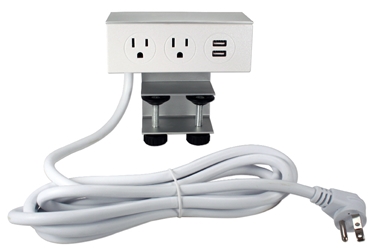 Adjustable Deskmount Dual-Power Outlets with Dual-USB 2.1Amp Charger & 10ft Power Cord P2P2U-10 037229231687