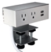 Adjustable Deskmount Dual-Power Outlets with Dual-USB 3.5Amp Charger, 10ft Power Cord and Up to 2-Inch Mounting - P2P2U-10B