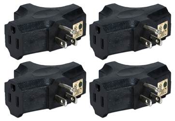 4-Pack 3-Outlets Space-Saver Grounded Power Outlet Splitter PA-3P-4PK 037229231151
