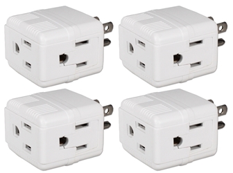 4-Pack 3-Outlets Compact Space-Saver Grounded Power Outlet Splitter PA-3PC-4PK 037229231199