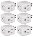 6-Pack 3-Outlets Compact Space-Saver Grounded Power Outlet Splitter - PA-3PC-6PK