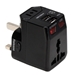 Premium World Travel Power Adaptor with Surge Protection & 2.1A Dual-USB Charger - PA-C4BK