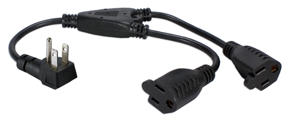 12-Pack 12 Inches 90degree Flat-Plug OutletSaver AC Power Splitter Adaptor PPRT-ADPT2-12PK 037229231427