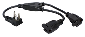 12 Inches 90degree Flat-Plug OutletSaver AC Power Splitter Adaptor PPRT-ADPT2 037229334227 Powercord, Port/OutletSaver Power Extension/Splitter "Y" Adaptor Cable, 12", AC M/2)F, Right Angle PP-ADPT2   328187 RC3227 PPRTADPT2 PPRT-ADPT2 adapters adaptors cables    2129 IMCE microcenter Zachary Sheets Approved